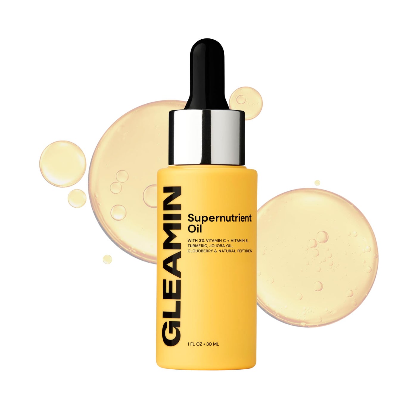 Gleamin Brightening Face Oil with Vitamin C &â€¯E, Turmeric, Jojoba & Cloudberry | Hydrating Facial Oil for Radiant Glow, Dark Spots, Fine Lines & Uneven Tone | Skin Brightening for Women & Men, 1 Fl Oz