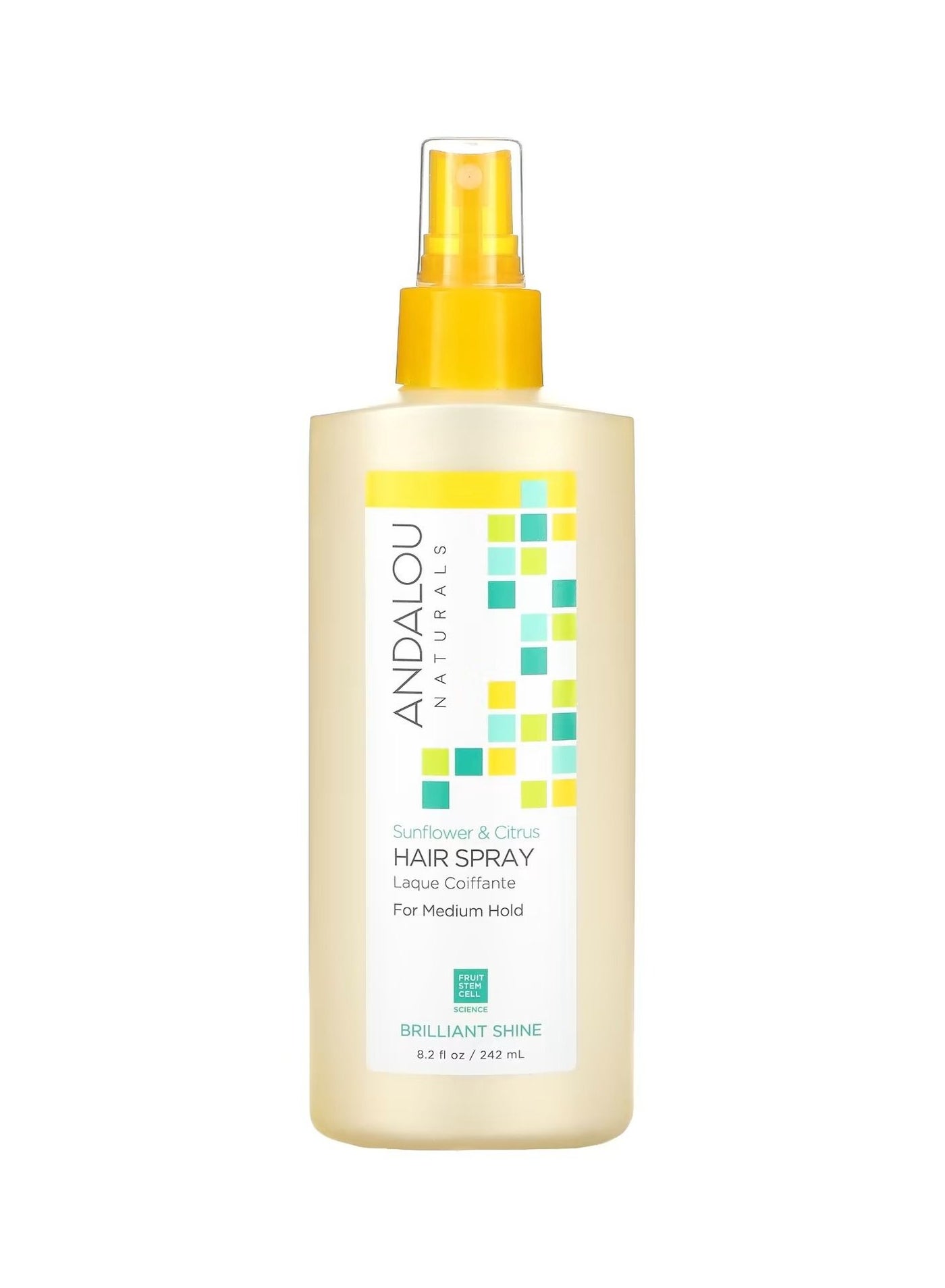 Andalou Naturals Hair Spray Brilliant Shine For Medium Hold Sunflower & Citrus  8.2 fl oz 242 ml