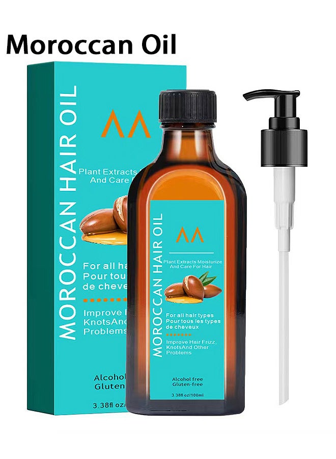 Treatment Moroccan Hair Oil, Original Argan Oil Serum, Nourish Frizzy Hair, Smooth And Shiny Hair Conditioner, For All Hair Types 100ML