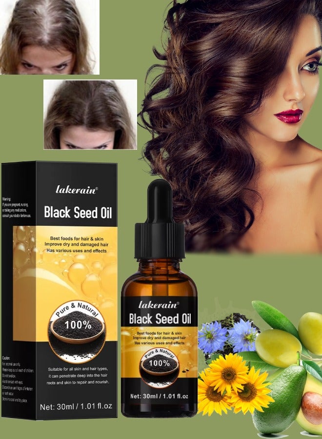 Black Seed Oil for Hair Growth 100% Pure and Natural Organic Black Seed Oil for Hair Growth and Skin Care Moisturize Hair and Skin Repair Dry and Damaged Hair Strengthen Hair Oil 30ml