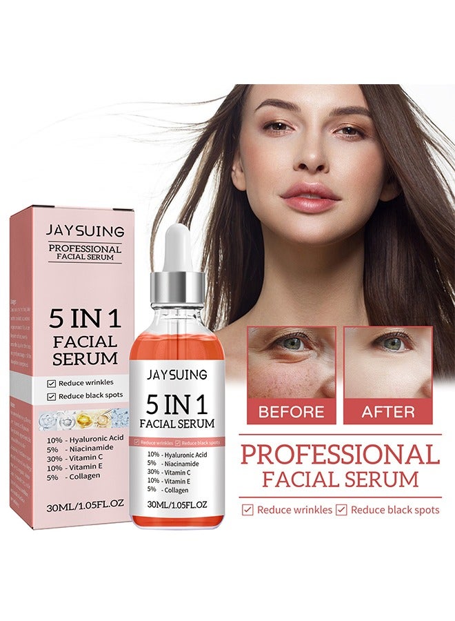 5 in 1Facial Serum – Anti Aging Face Serum with Vitamin C, Hyaluronic Acid, Vitamin E 30ML