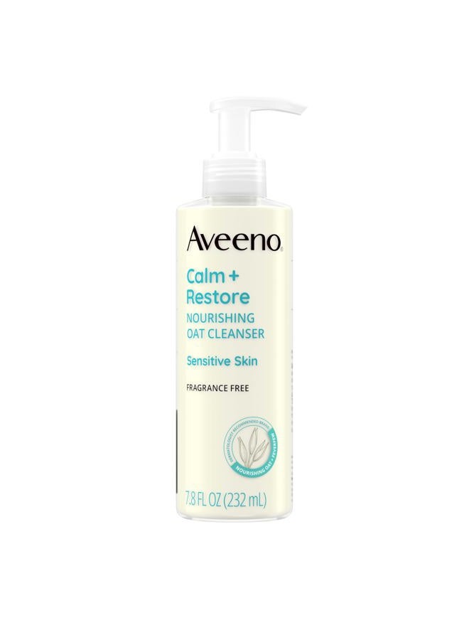 Calm + Restore Facial Cleanser for Sensitive Skin, Hydrating Gentle Milky Face Cleanser with Nourishing Oat and Feverfew, Hypoallergenic Formula, Fragrance Free, 7.8 FL OZ