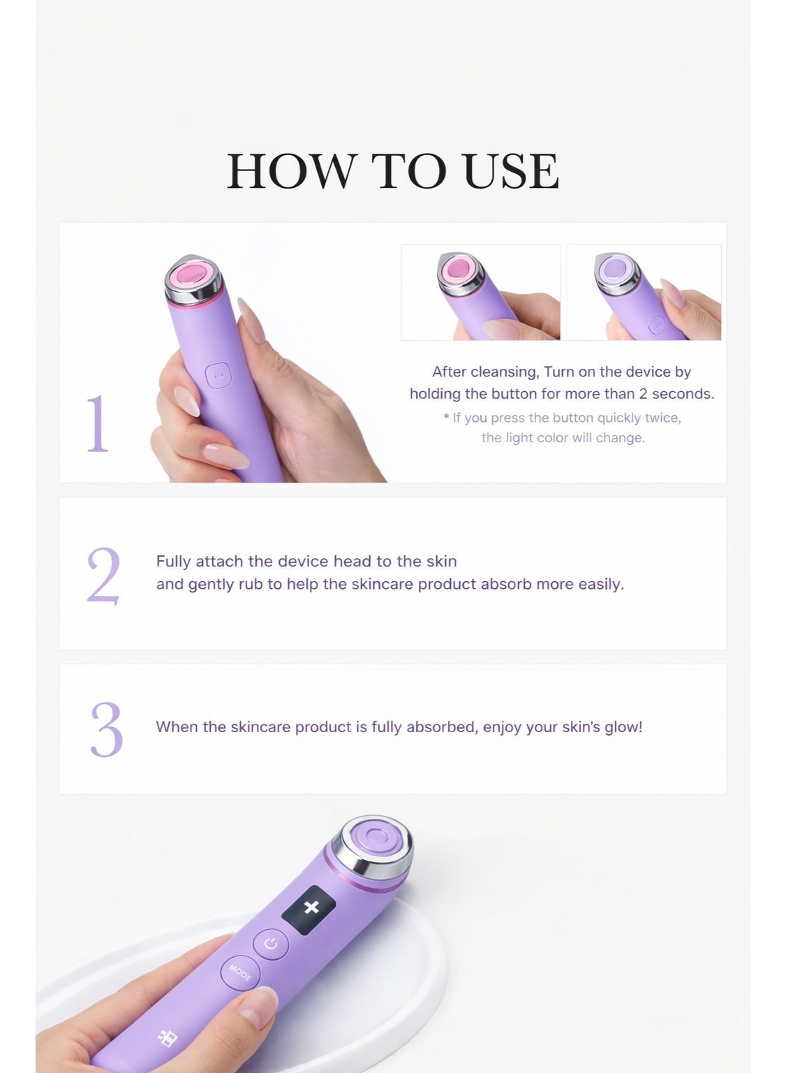 Age-R Booster Pro Purple |6-in-1 Real Glass Glow Beauty Massager | Looking Glass Skin | Korean Skin Care - image 3