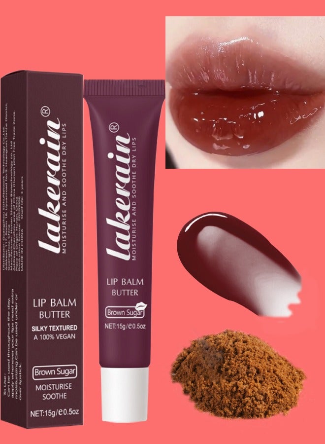 Lip Butter Balm Moisture Hydration Lip Butter Gloss Sheer Tinted Lip Mask and Lip Balm Long Lasting Hydration and Moisturization Soothing Lip Treatment Care Makeup Shine Lip Glow Oil 03 Brown Sugar
