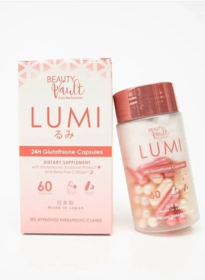 Beauty Vault Lumi 24H Glutathione Capsules (60s) – Advanced Skin Whitening & Anti-Aging Solution