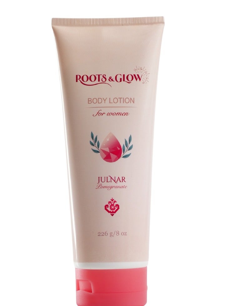 Roots & Glow Skin Care Pomegranate Lotion for Women – 226ml Body Moisturizers for Body Care – Pampering Hydrating Lotion for Dry Skin, All Skin Types – Rapid Absorbing, No Residue Gentle Formula