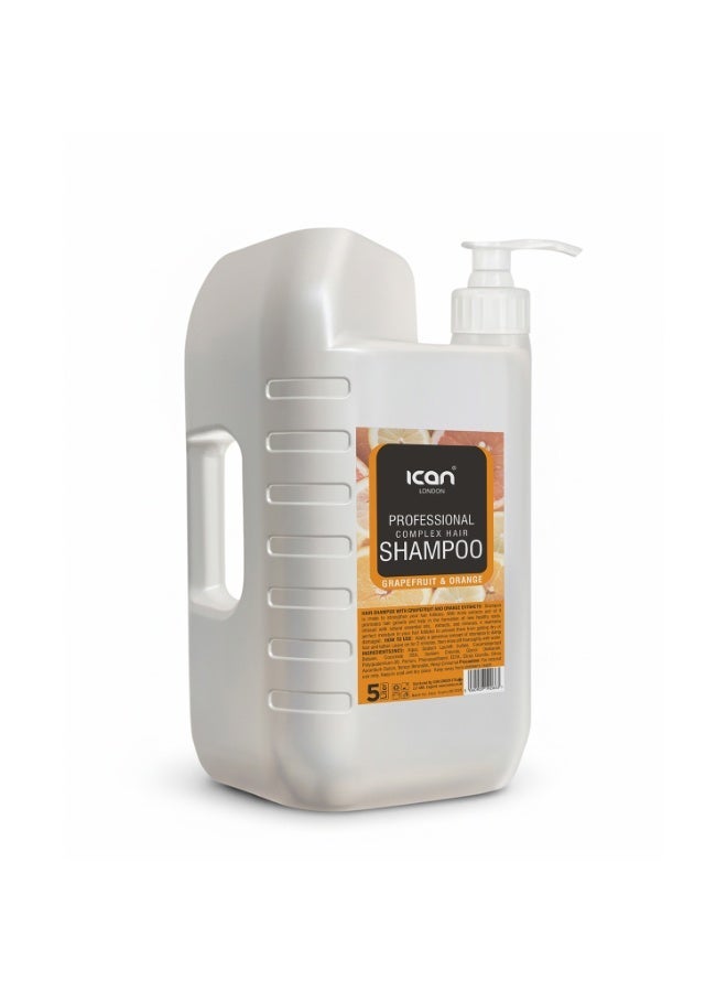 ICAN London Professional Complex Grapefruit & Orange Shampoo 5 Litre | Salon Size Deep Nourishing & Repair Hair Cleanser