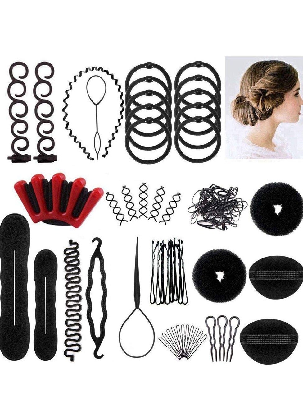 Hair Styling Set - DIY Hair Braiding Tool Kit with Hair Modelling Accessories for Simple and Fast Spiral Braids
