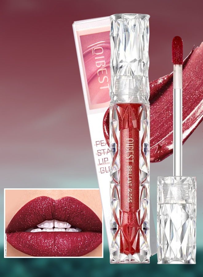 Pearly Stay Lip Gloss Diamond Matte Lip Oil Gloss Glitter Metallic Liquid Lipstick Glitter Shimmer Lip Glaze Shimmery Finish High Pigment Long Lasting Lip Gloss Tint Makeup No.06