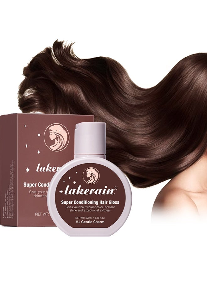 Super Conditioning Hair Gloss- Gives Hair Vibrant Color Shine Softness and Hydration Permanent Coloring,Moisturize Smooth Hairs,Easy Use Hair Color,Hair Dye Gentle Charm #2 Chocolate gleam (100ml)