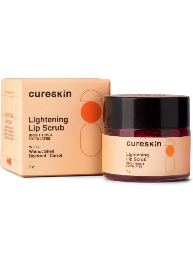 Cureskin Lightening Lip Scrub for Men and Women | Lip Scrub for Dark Lips to Lighten Pink, 7 g (Pack of 1)