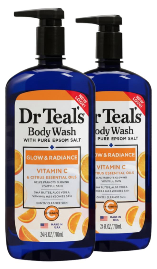 Pack Of 2 Epsom Salt Body Wash with Vitamin C & Citrus Oils for Glow & Radiance - Hydrates & Conditions Youthful Skin 710ml x 2