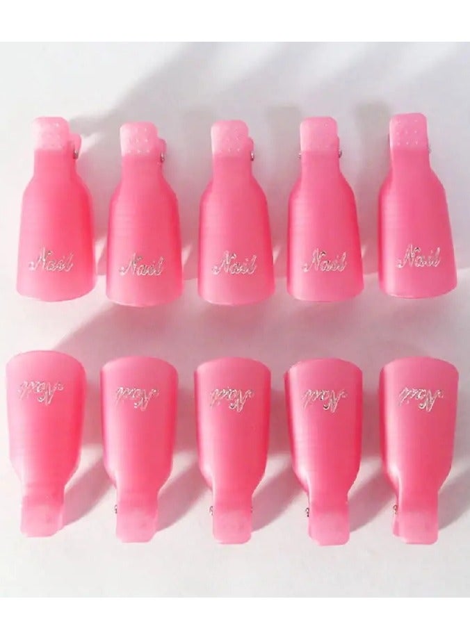 10-Piece UV Gel Polish Remover Clip Pink