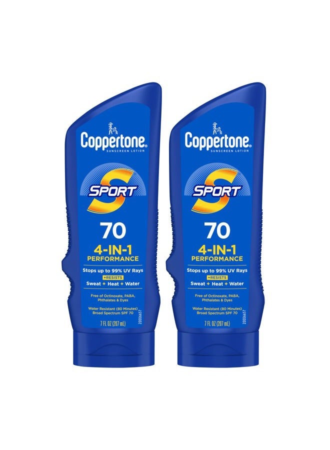 SPORT Sunscreen SPF 70 Water Resistant Sunscreen Lotion, Broad Spectrum, Bulk Sunscreen Pack, 7 Fl Oz Bottle, Pack of 2