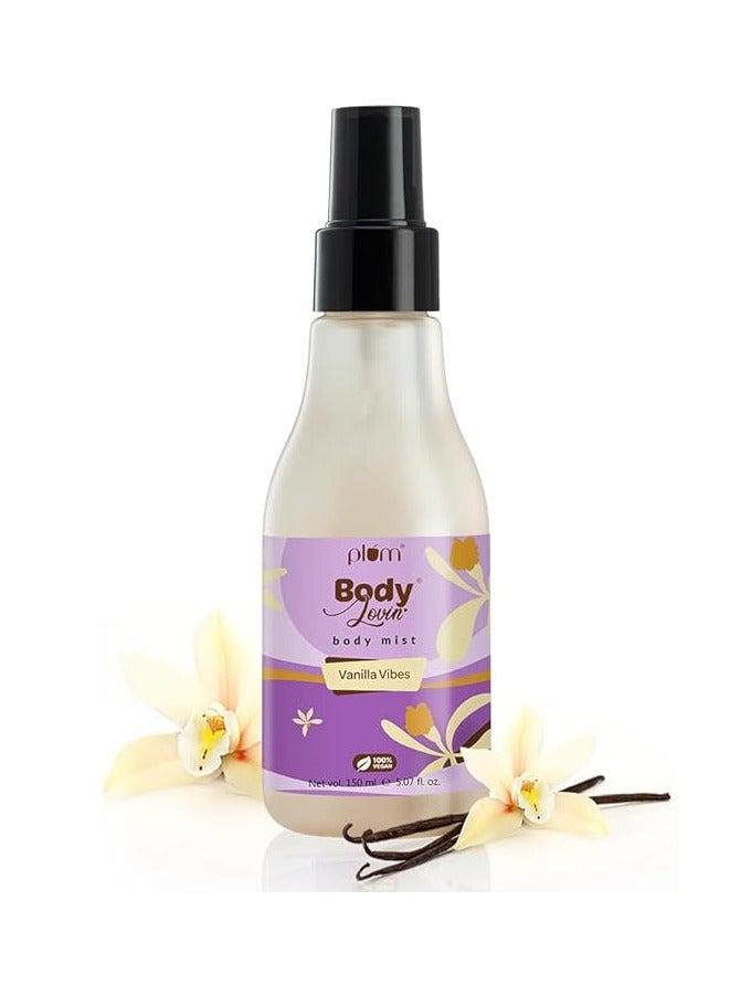 Plum BodyLovin' Vanilla Vibes Body Mist | 100% Vegan | Warm Vanilla Winter Fragrance Spray for Women | Instantly Refreshes
