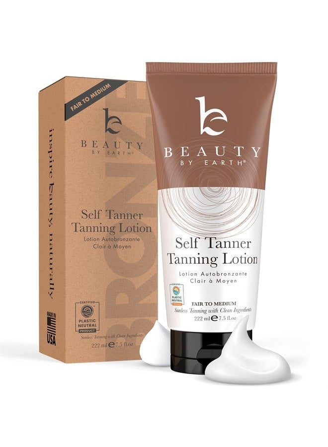 Tanning Lotion Self Tanner - With Natural and Organic Ingredients Non Toxic Sunless Browning Lotion - Best Gradual Tan Lotion for Men and Women, Fair to Medium