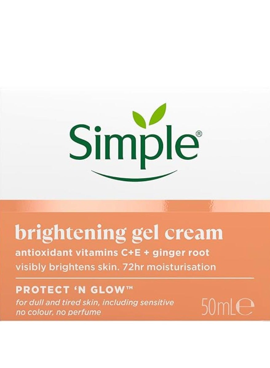 Glow Brightening Gel Face Cream Facial Moisturiser With Antioxidant Vitamins C & E And Ginger Root For A Radiant Glow 50 ml