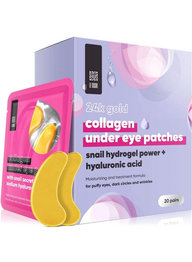 Under Eye Mask & Under Eye Patches (20 Pairs) Gold Eye Mask With Collagen & Amino Acid Cooling Eye Care For Wrinkles Puffy Eyes & Dark Circles Brightening Skincare Treatment Vegan & Cruelty Free