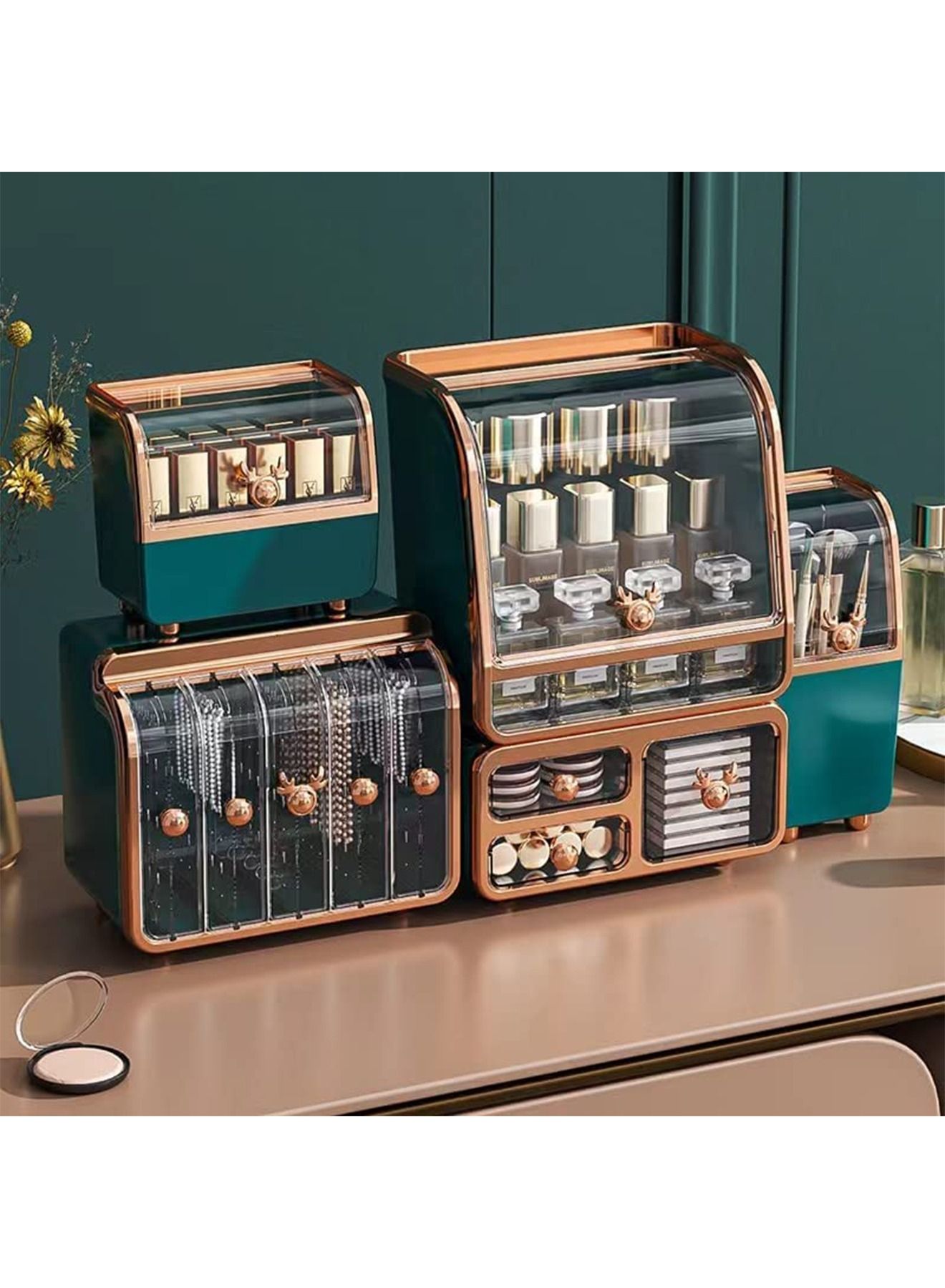 Makeup Cosmetic organizer 5 Pieces Drawer Set(Green)
