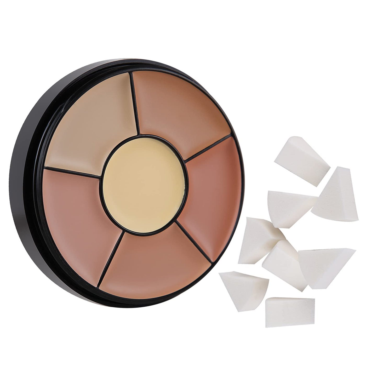 MEICOLY 6 Shades High Coverage Concealer,Tattoo Cover Palette,Bruise Kit Cover Up Makeup, Age Spots, Vitiligo, Birthmarks,with 8 pcs White Makeup Sponges