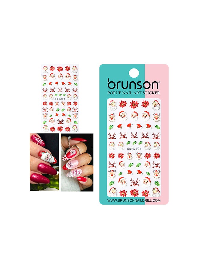 Snowflake Decals 5D Stereoscopic Embossed Snowman Nail Art Stickers 5D-K104