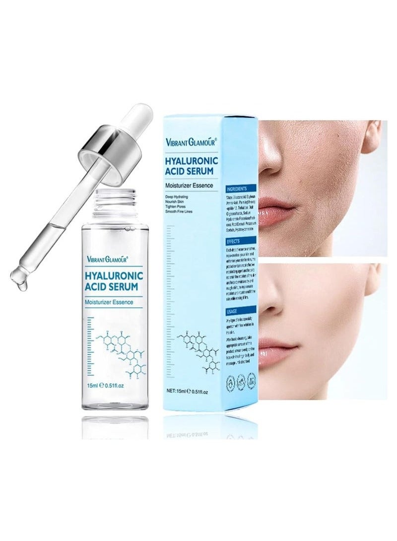 Hyaluronic Acid Serum, 15ml Pure Hyaluronic Acid Serum For Face, Hyaluronic Acid Essence for Dull & Damaged Skin, Vegan, Cruelty- Hydrating, Firming, Wrinkle-Reducing And Anti-Aging Serum