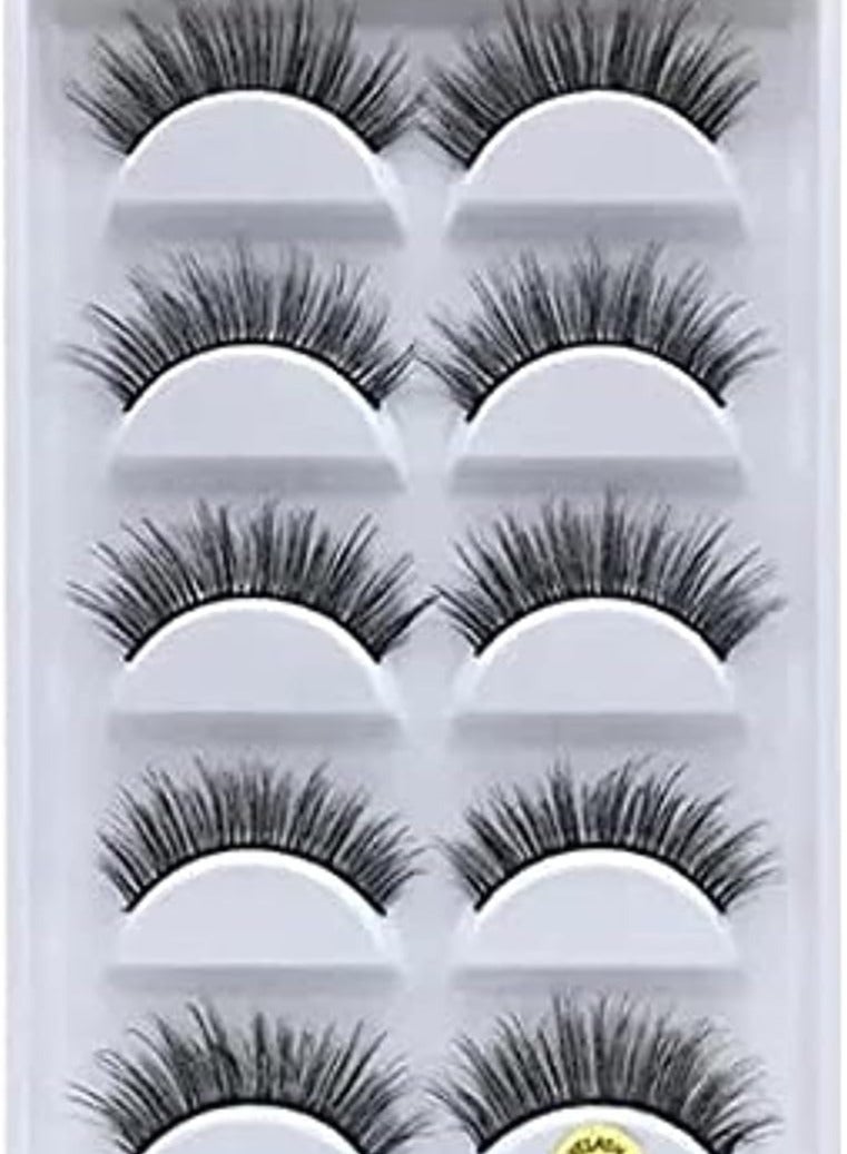 OriTi False Eyelashes, 3D Faux Mink Eyelashes Handmade Dramatic Thick Crossed Cluster False Eyelashes Black Nature Fluffy Long Soft Reusable(5 Pairs) (F840)