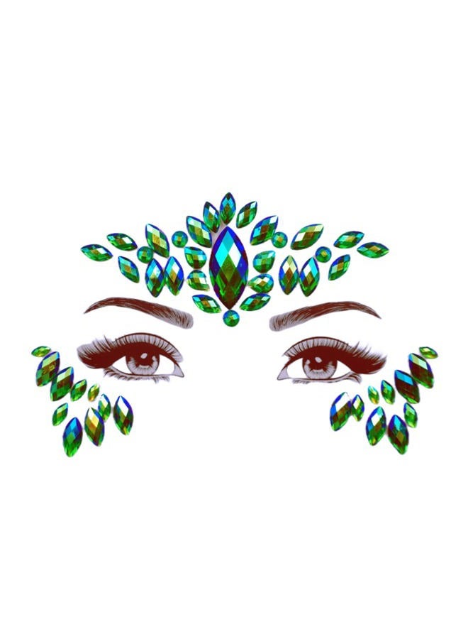 Green Face Jewels Stick On Halloween Face Gems Sticker for Makeup Face Rhinestones Self Adhesive Face Glitter Face Jewelry Festival Party DIY Eye Tattoo Stickers Halloween Makeup (Emerald Ab/SR17)