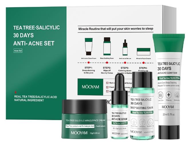 Tea Tree Salicylic 30 Days Anti Acne Set Tea Tree Acne Treatment Skin Care Kit