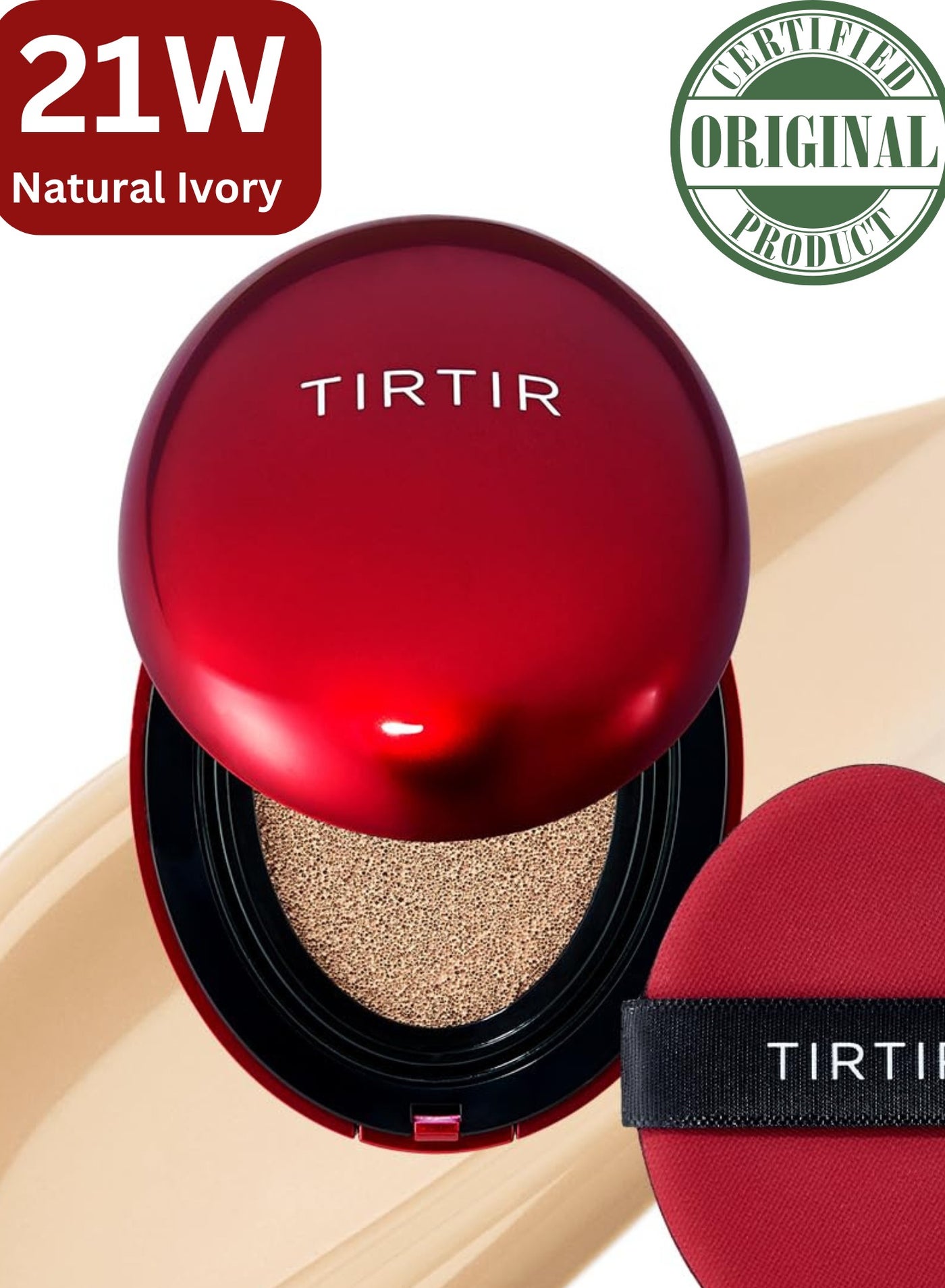 Tirtir Red Foundation - 21W Natural lvory | Flawless Coverage with Skincare Benefits | Hydrating, Long-Lasting, Lightweight Formula for All Skin Types | Reduces Imperfections and Evens Skin Tone
