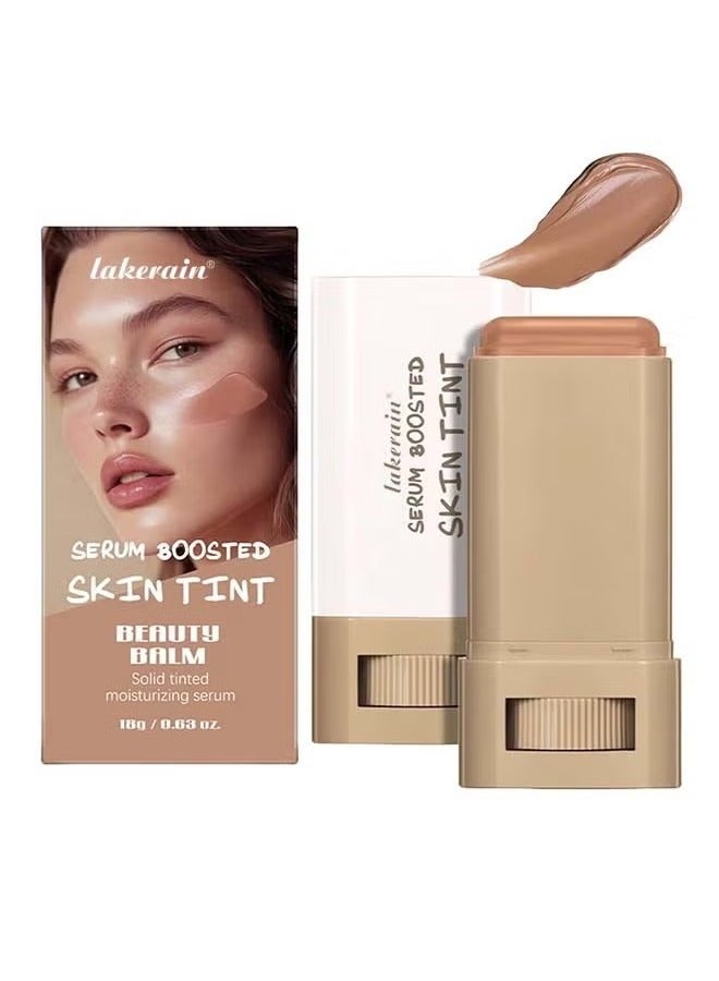 Beauty Balm Serum Boosted Skin Tint, Solid Tinted Moisturizing Serum Foundation Stick, Buildable Medium-to-Full Coverage Contour Stick for Face Makeup