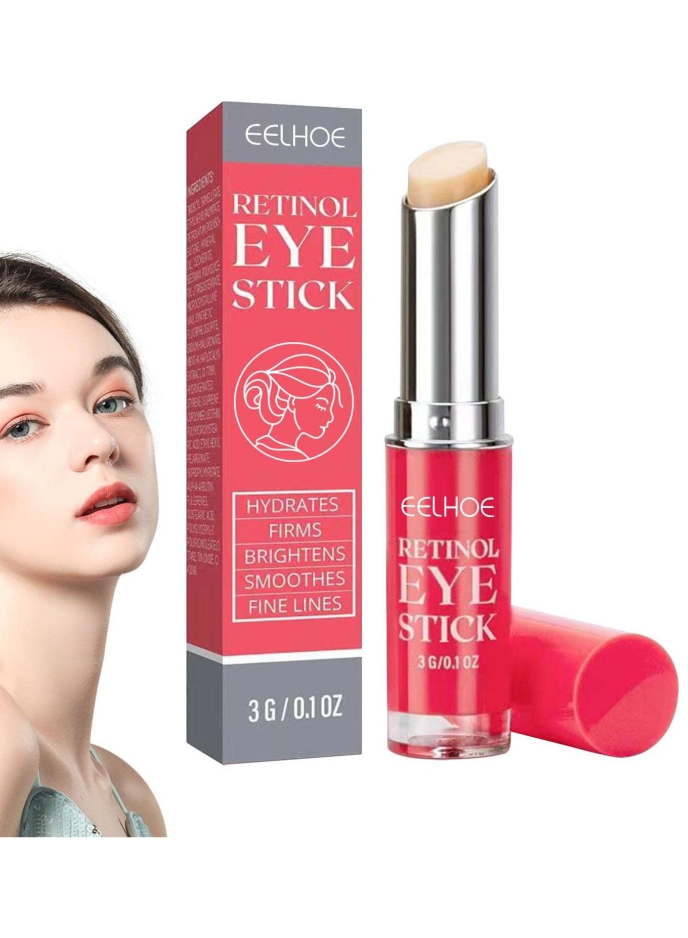 Retinol Eye Stick With Collagen And Hyaluronic Acid For Dark Circle Puffiness Eye Bags And Fine Lines Retinol Eye Cream Eye Brightener Stick Under Eye Cream For Anti Aging Improve Eye Skin