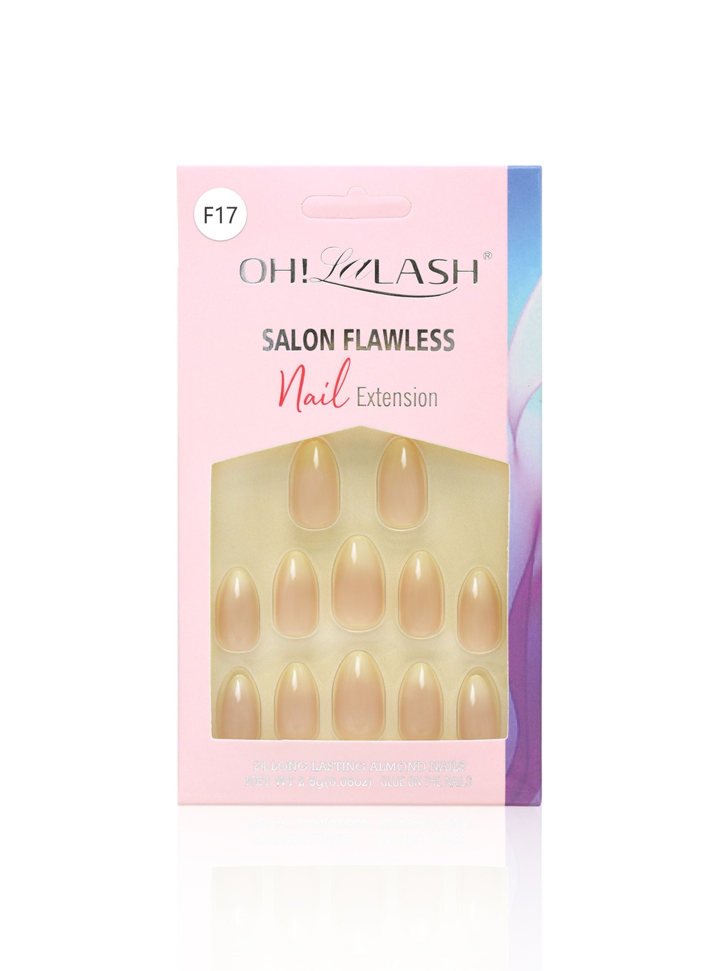 24 PCS Press On Nails Set – Natural Glossy False Nails with Glue, Easy to Apply, Long Lasting Salon Look