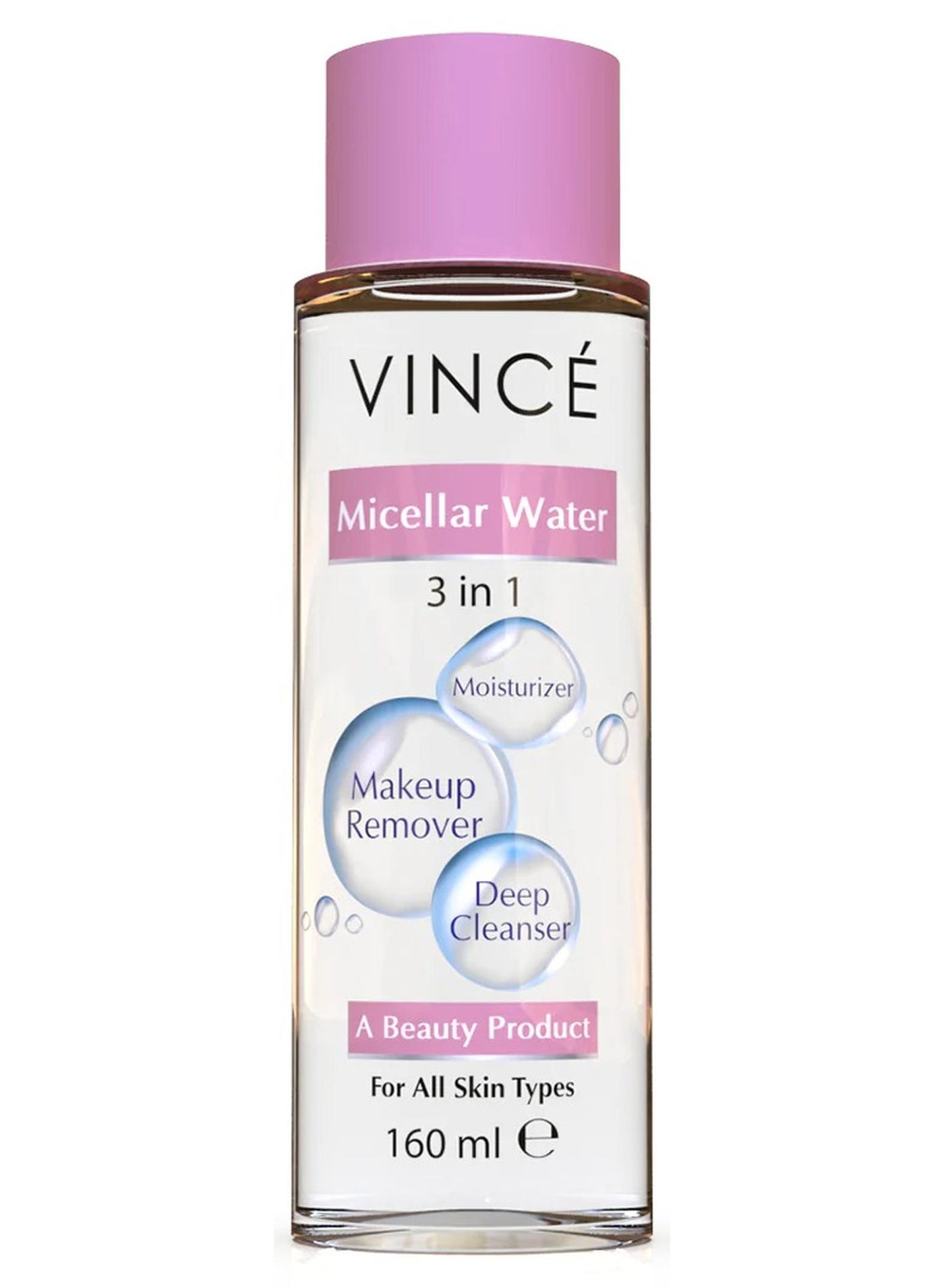 Micellar Water – All-In-One Cleansing Water – Gently Removes Makeup, Impurities, Dirt & Oil – Hydrates, Soothes Irritation & Makes Skin Clean, Supple, and Smooth – For All Skin Types, 160ml