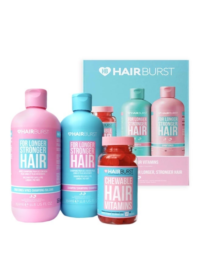 Shampoo, Conditioner & Chewable Vitamin Bundle All Natural Hair Growth For Longer, Stronger Hair