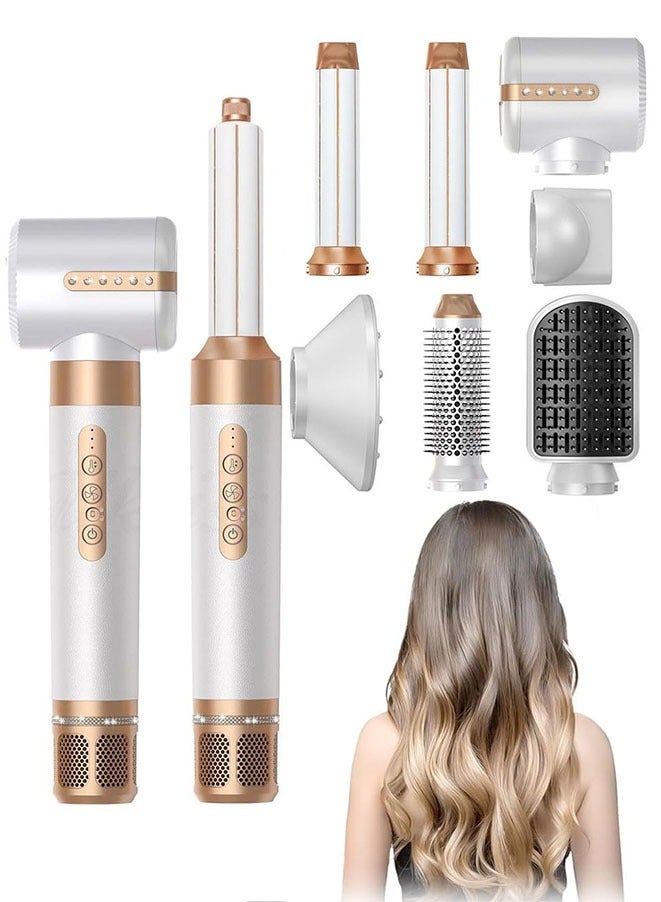 Hair Dryer Brush, 7 in 1 Multi Hair Styler,110,000 RPM High-Speed Negative Ionic Hair Dryer Fast Drying, Professional Blow Dryer Brush for Curling Volumizing Straightening Waves Styling, Salon Tools