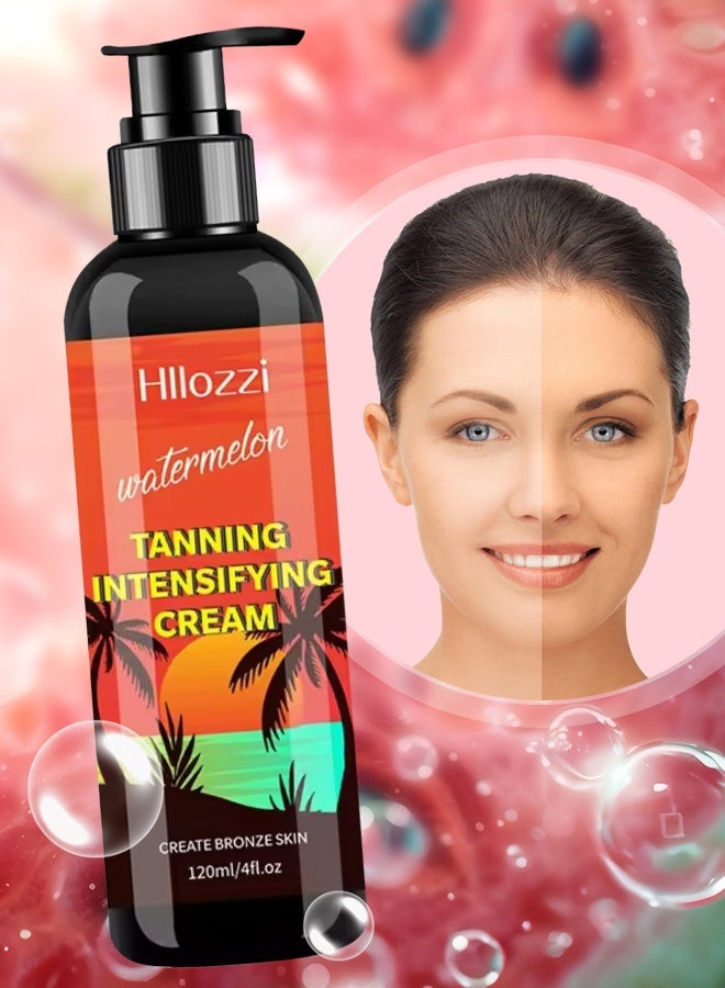 120ml Watermelon Tanning Intensifying Cream for Men and Women Create Bronze Skin Extreme Intensive Tanning Soft Gel Tanning Lotion Accelerator Tanning Cream Self Tanner Cream for Skin Tanning Sunless Tanner