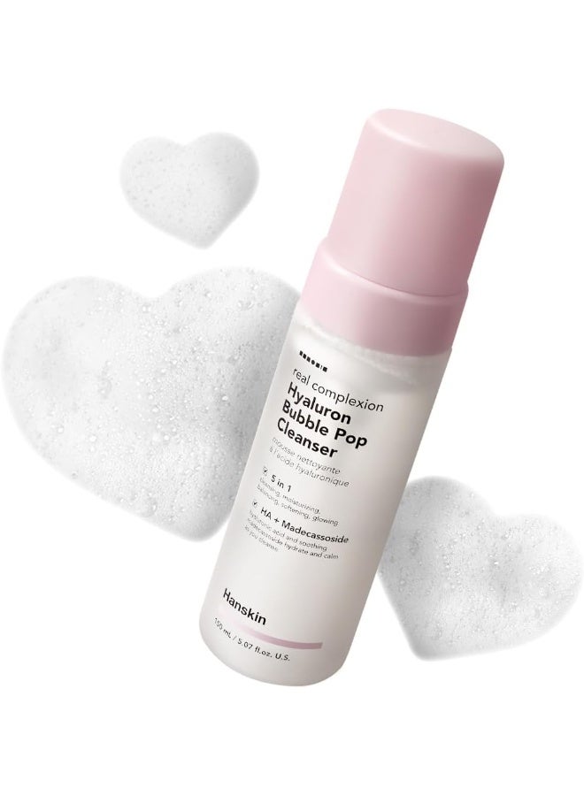 Hyaluron Bubble Pop Cleanser 150ml – Hydrating Sulfate-Free Foaming Facial Cleanser with Hyaluronic Acid, 5.07 fl oz