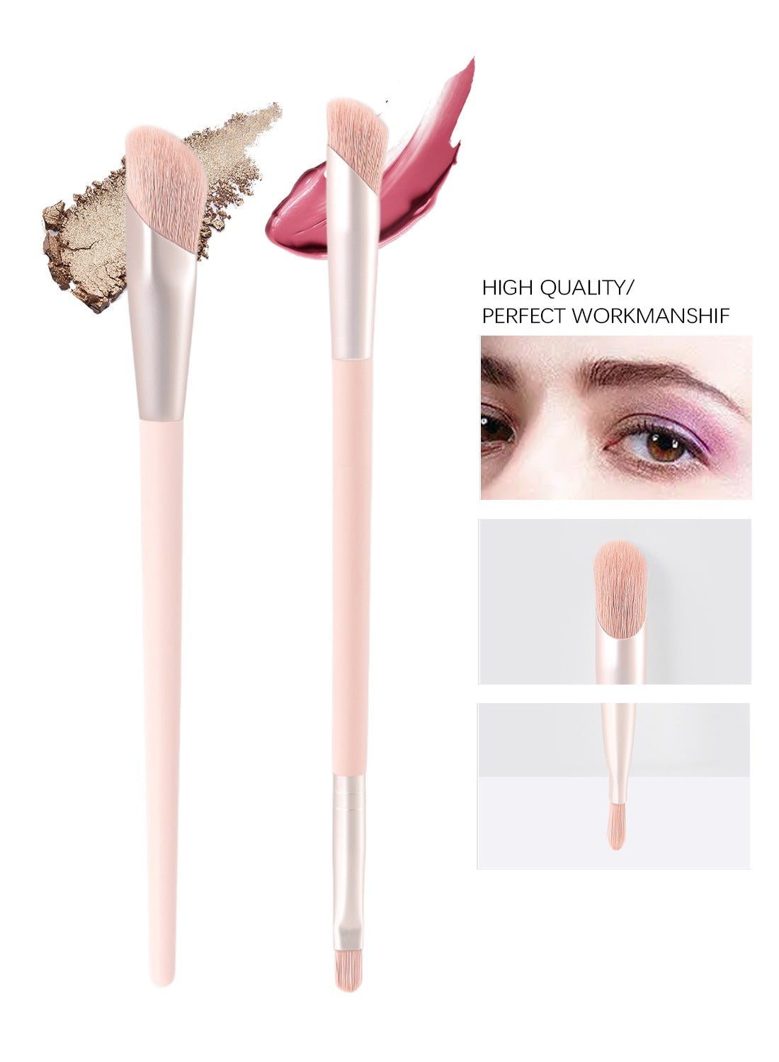 Premium Eye Makeup Brush 2pcs Set - Flawless Eyeshadow & Blending & Duo-ended Concealer Brush Application