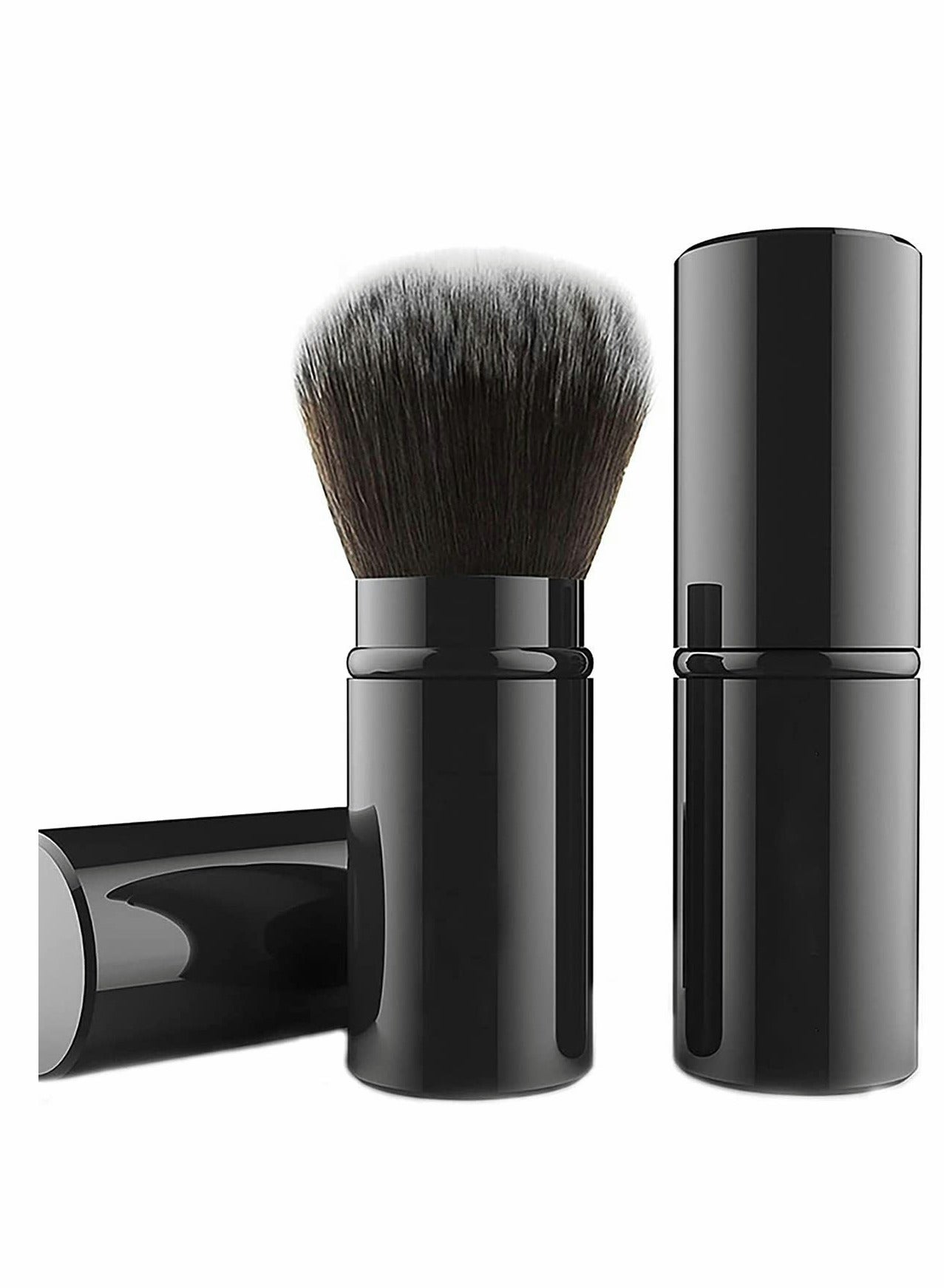 Blush Brush Artificial Wool Portable Face Powder Brush with Cover, Professional Retractable Flat Top Liquid Powder Foundation Brush for Blending Liquid