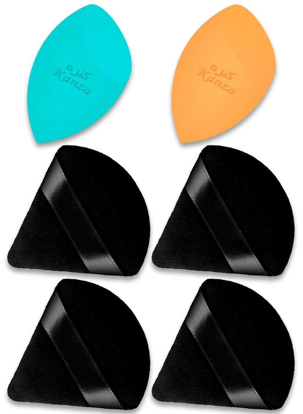 6 Pcs Powder Puff and Oval Cut Makeup Sponge Set Latex-free Vegan anti Absorbent Makeup Blender Foundation Applicator Sponge and cosmetic Powder Puff