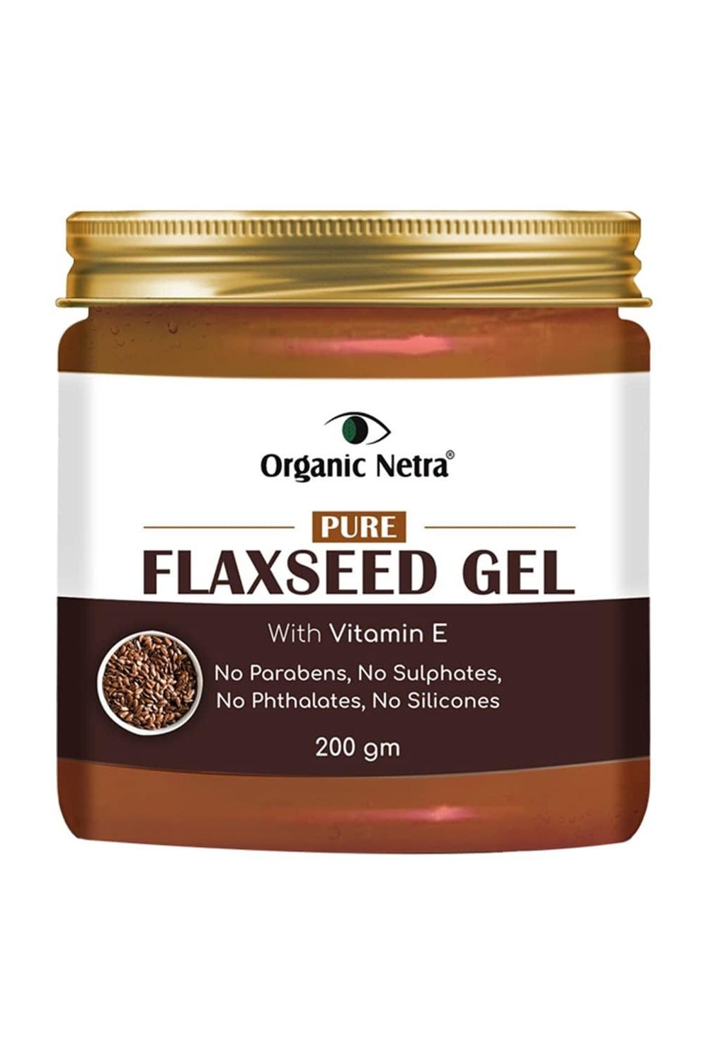 Organic Netra Pure Flaxseed Gel with Vitamin E for Hair and Skin Strengthens and Nourishes Hair and Skin Health Safe for All Skin Types Reduces Fine Lines and Wrinkles 200g