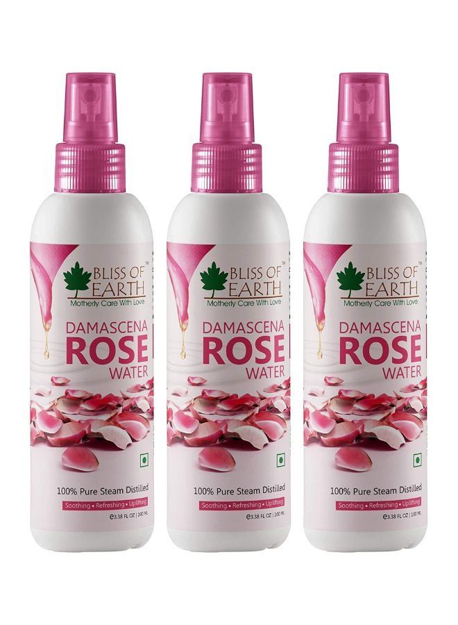100% Pure Damascena Rose Water Spray For Face Steam Distilled Food Grade Pure Gulab Jal 3x100ML