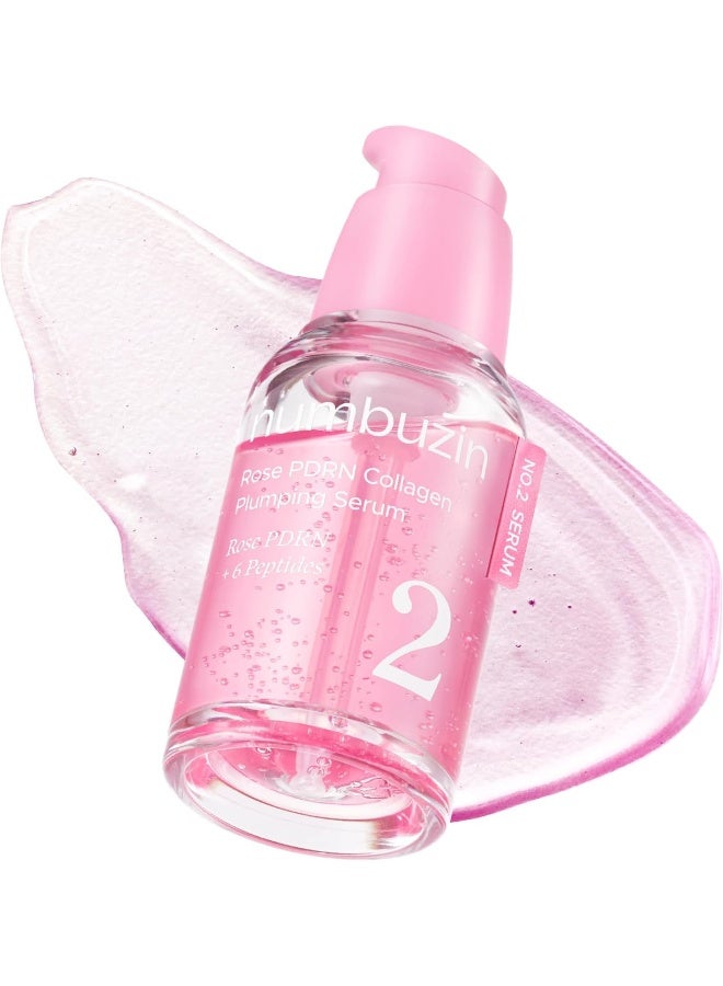 No.2 Serum | Rose PDRN Collagen Plumping Serum | Glowing, Hydrating, Firming, Korean Skincare | Collagen, Peptides, PDRN | for Dry, Combination skin | 1.01 fl.oz.