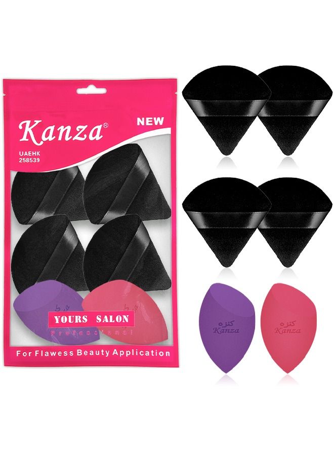 6 Pcs Makeup Sponge Set Triangle Powder Puff Makeup Set Foundation Blending Beauty Sponge Latex Free Powder Puff Applicator Flawless for Liquid Cream and Powder Makeup Puff Set