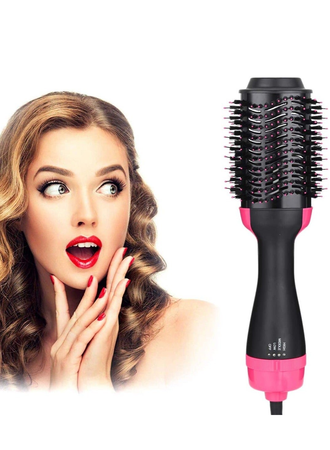 One Step Hair Dryer and Volumizer, Meraif 3 in 1 Hot Air Brush Hair Dryer Brush Anti-scald Negative Ion Hair Straightener Brush Comb Curler Styler for All Hair Types