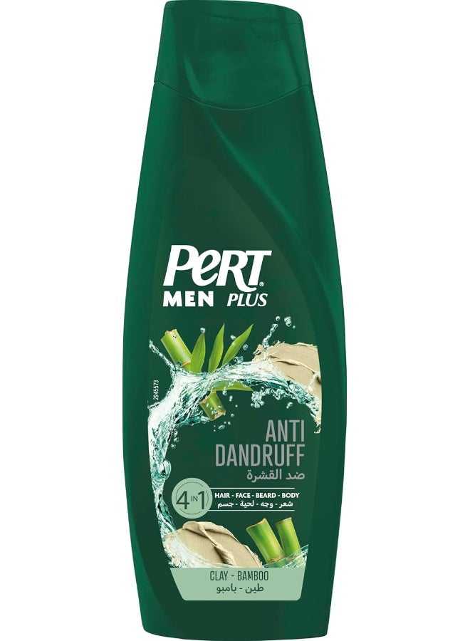 Pert Plus Men, Anti-Dandruff Shampoo with Clay & Bamboo, 4in1 for Hair, Face, Beard and Body, 360ml