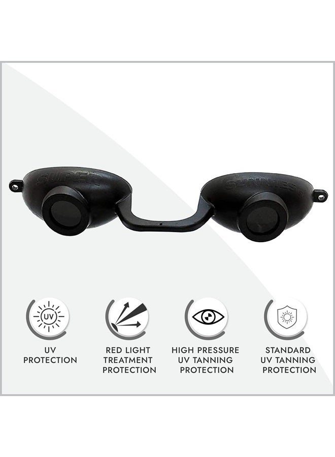 EVO FLEX Sunnies Flexible Tanning Bed Goggles UV Eye Protection Glasses 4 Pack (Black), FDA Compliant