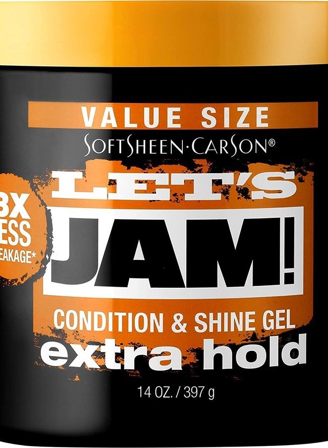 Let's Jam! Shining and Conditioning Hair Gel by Dark and Lovely, Extra Hold, All Hair Types, Styling Gel Great for Braiding, Twisting & Smooth Edges, Extra Hold, 14 oz