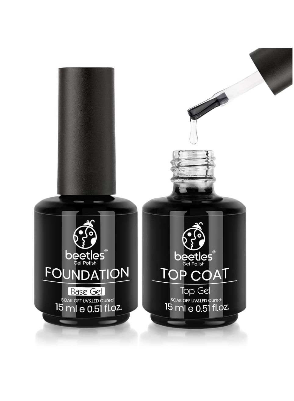 No wipe gel top coat and base coat set shine finish and long lasting soak off led nail lamp gel base top coat glossy shine finish nail art design gifts for women